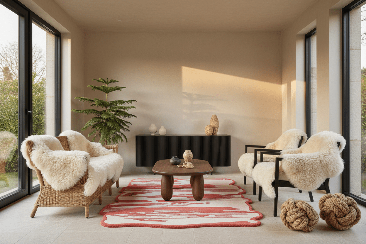 Red Brushstroke Hand Tufted Rug - MAIA HOMES