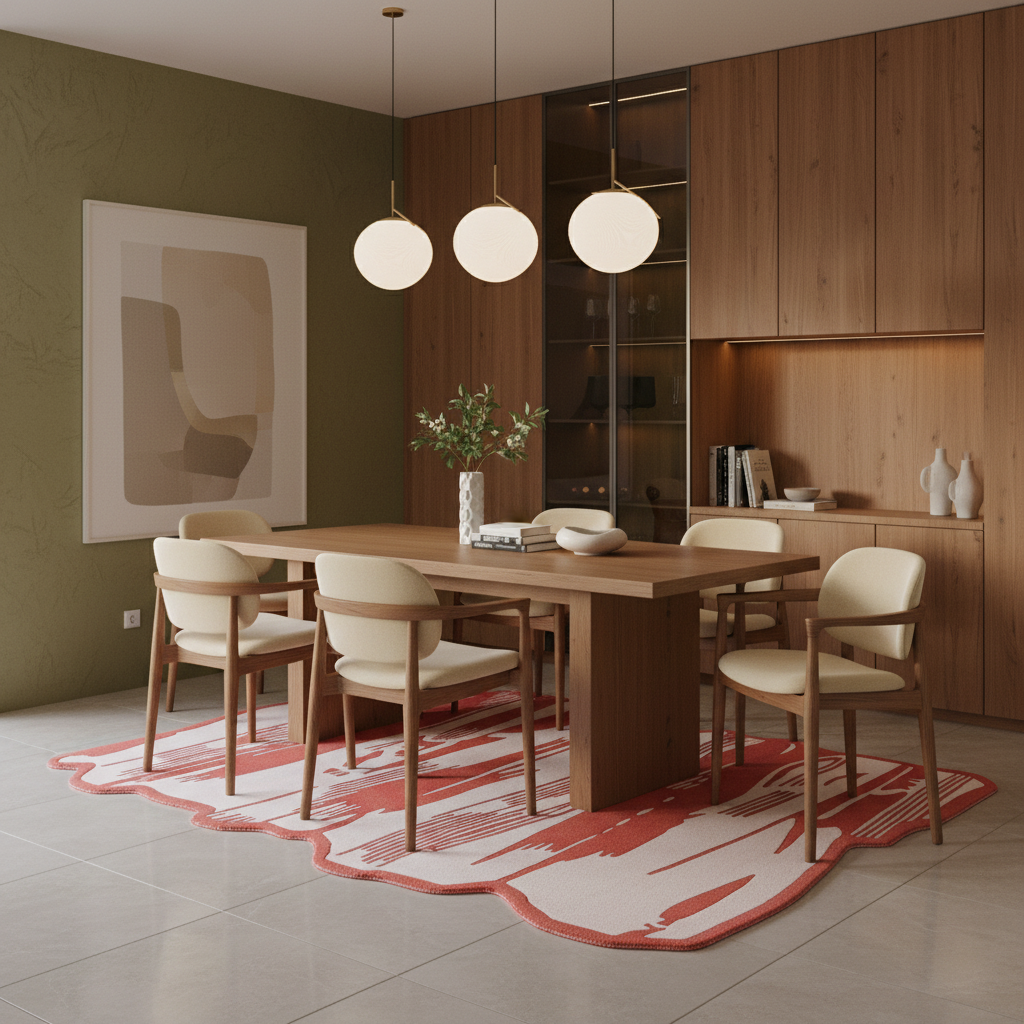 Red Brushstroke Hand Tufted Rug