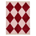 Red Checkered Hand Knotted Rug 