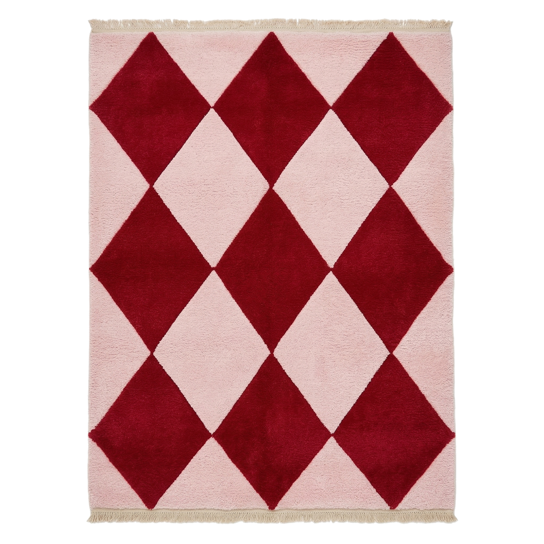 Red Checkered Hand Knotted Rug 