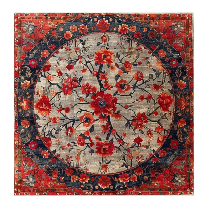 Red Petal Elegance Hand Knotted Area Rug