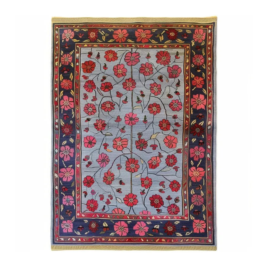 Red Velvet Bloom Hand Knotted Area Rug