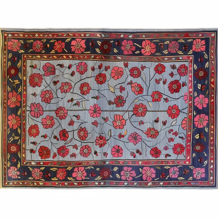 Red Velvet Bloom Hand Knotted Area Rug