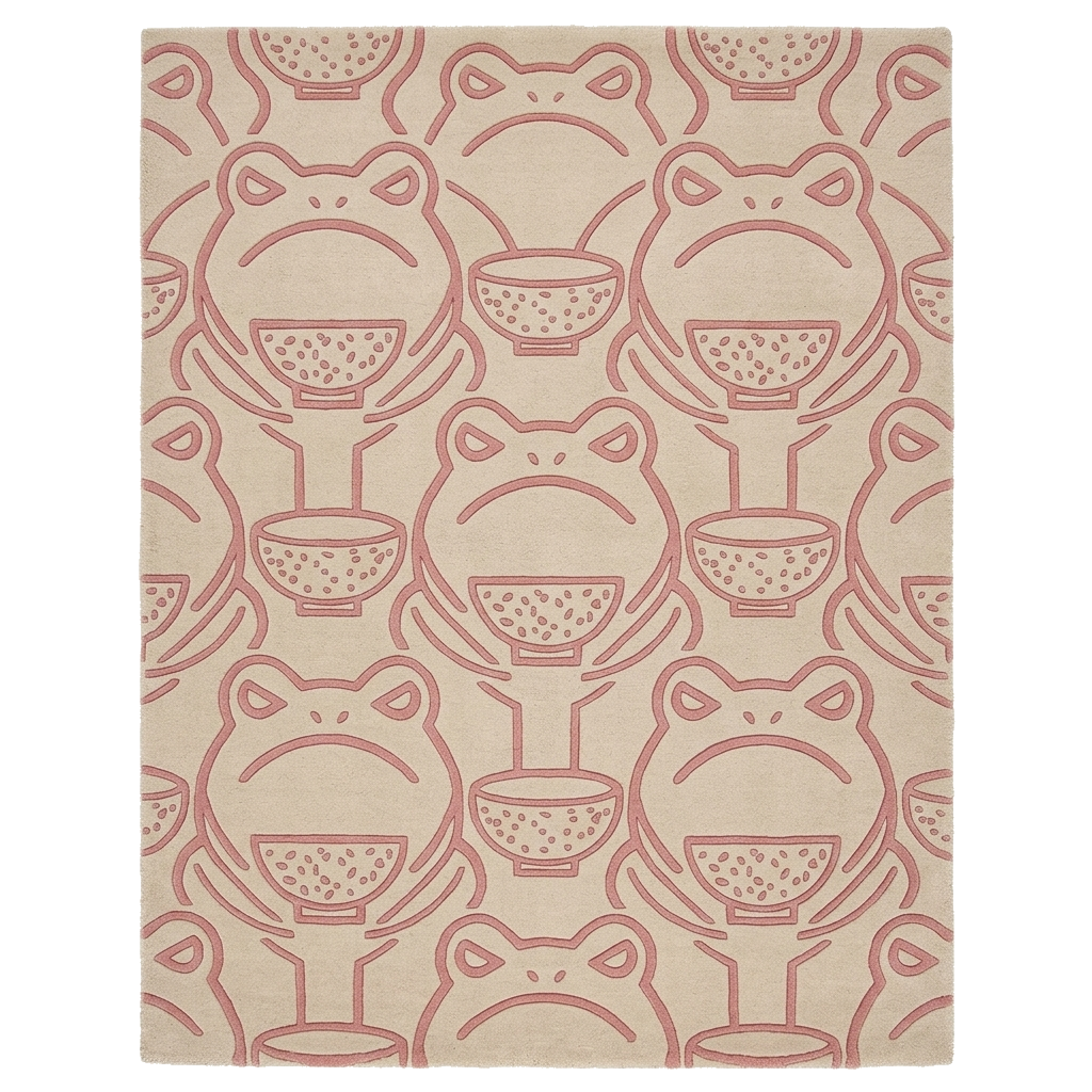Repeating Frog Motif Hand Tufted Rug