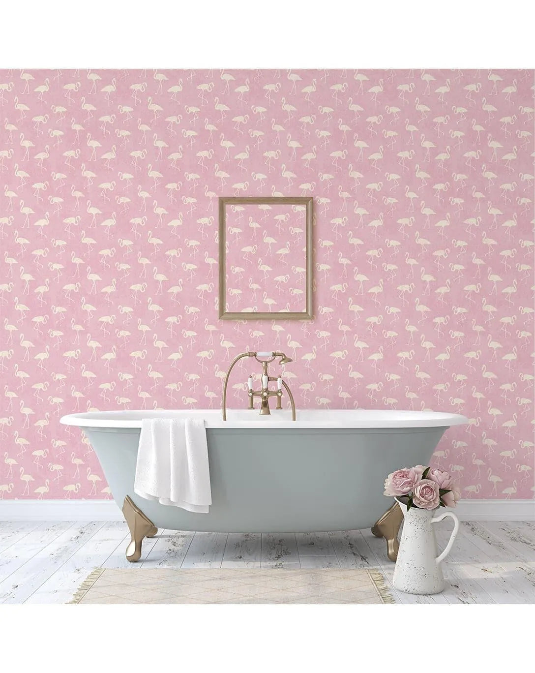 Retro Tropical Pink Flamingos Removable Wallpaper