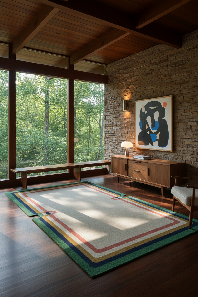 Retro Wave Hand Tufted Wool Rug