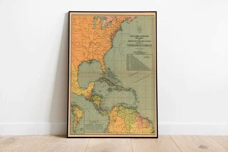 Caribbean Map Wall Print| Central America Map