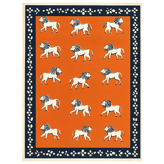 The Roaring Parade Hand-Tufted Rug is a striking piece that brings the majesty of wildlife into your home decor. This rug features a procession of majestic lions in ivory and navy, set against a neutral background, creating a bold and elegant statement piece