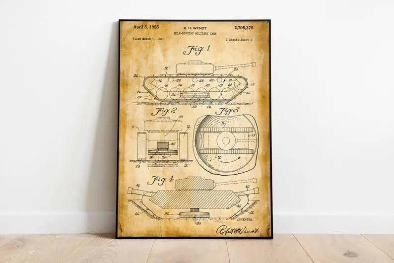 Military Tank Patent Print| Framed Art Print