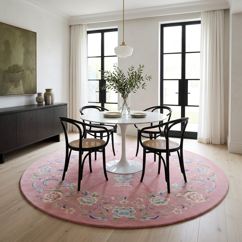 Rose Garland Round Hand Tufted Rug