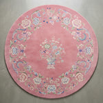 Rose Garland Round Hand Tufted Rug — pink, blue, cream floral rug by Maia Homes