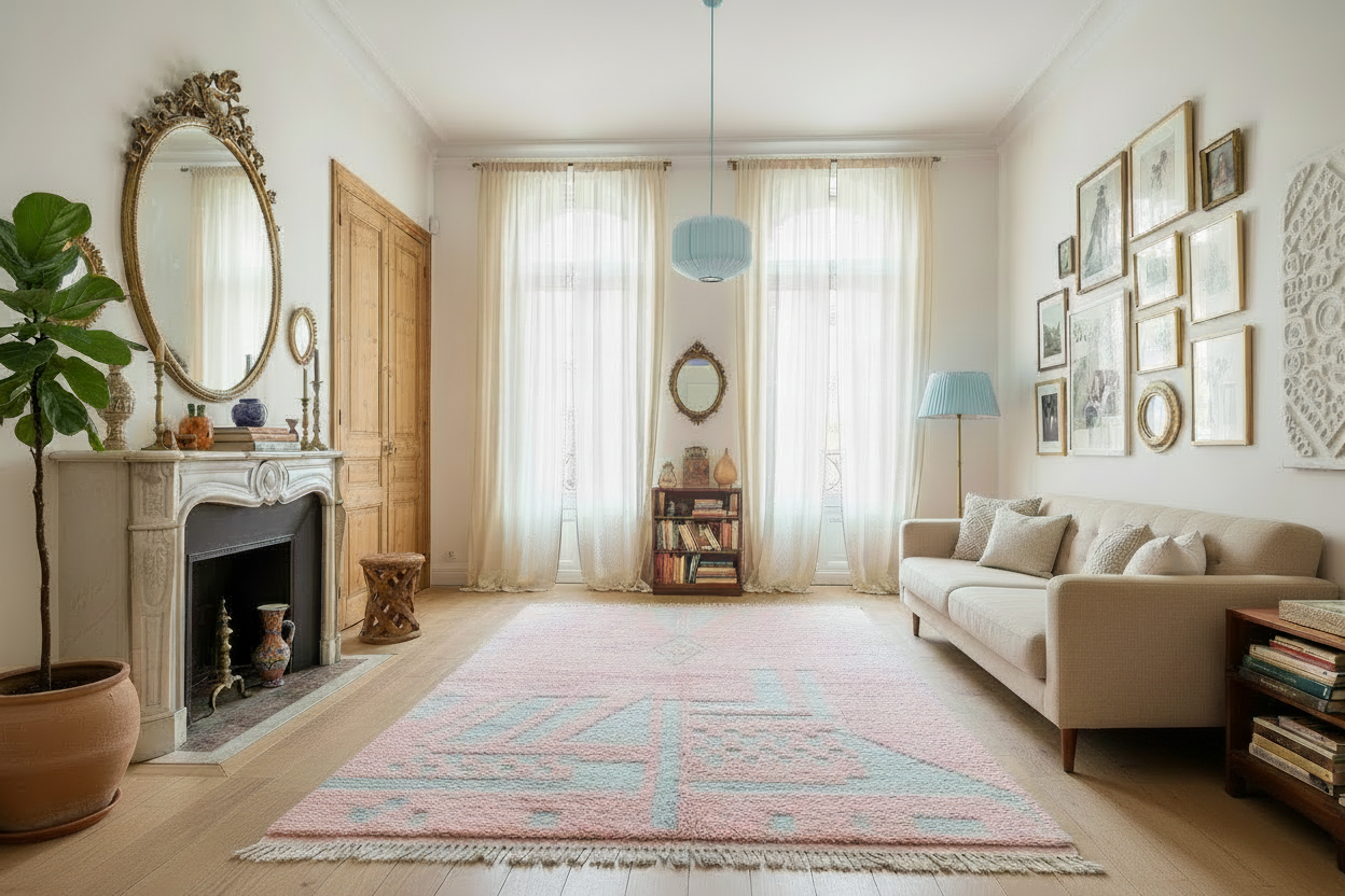 Rose Quartz Abstract Hand Knotted Rug