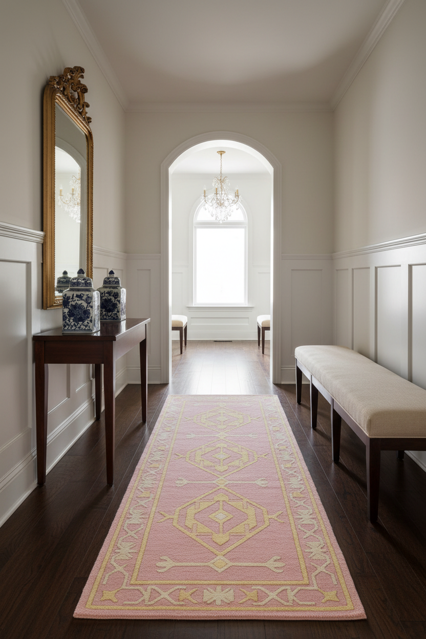 Rose Quartz Lattice Hand Tufted Runner Rug