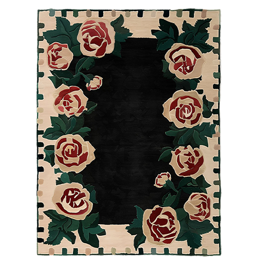 The Rosette Noir Hand Tufted Rug features intricate designs, crafted with precision and care. Its luxurious texture and sophisticated pattern add elegance and charm to any room.



