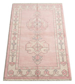 Rosewater Oushak Hand Knotted Rug — pink, cream, rose traditional rug by Maia Homes on a white background