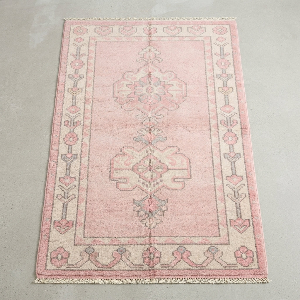 Rosewater Oushak Hand Knotted Rug — pink, cream, rose traditional rug by Maia Homes