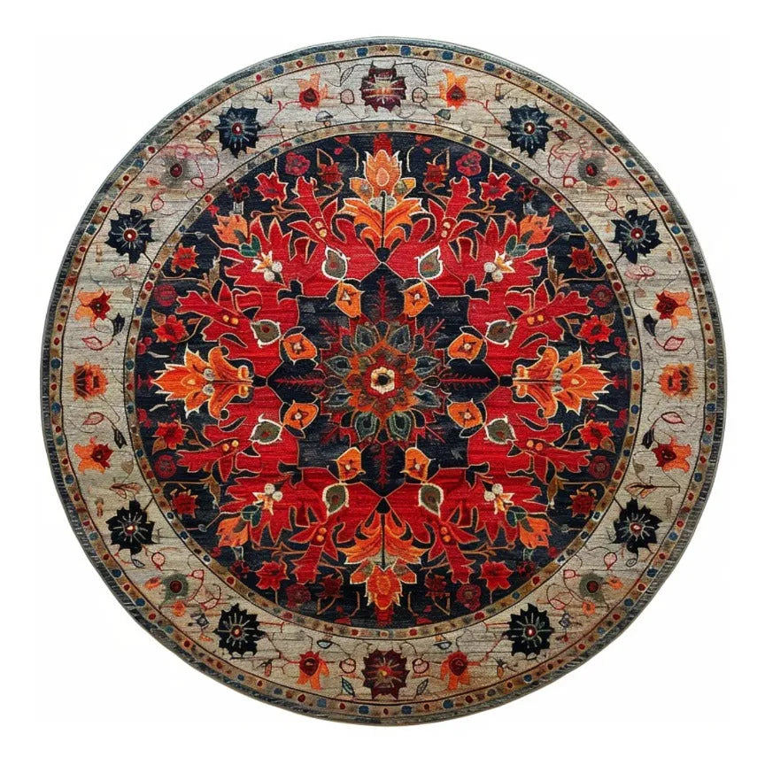 Round Medallion Charm Hard Knotted Round Rug