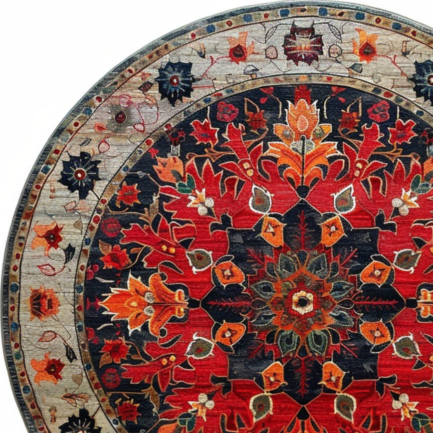 Round Medallion Charm Hard Knotted Round Rug