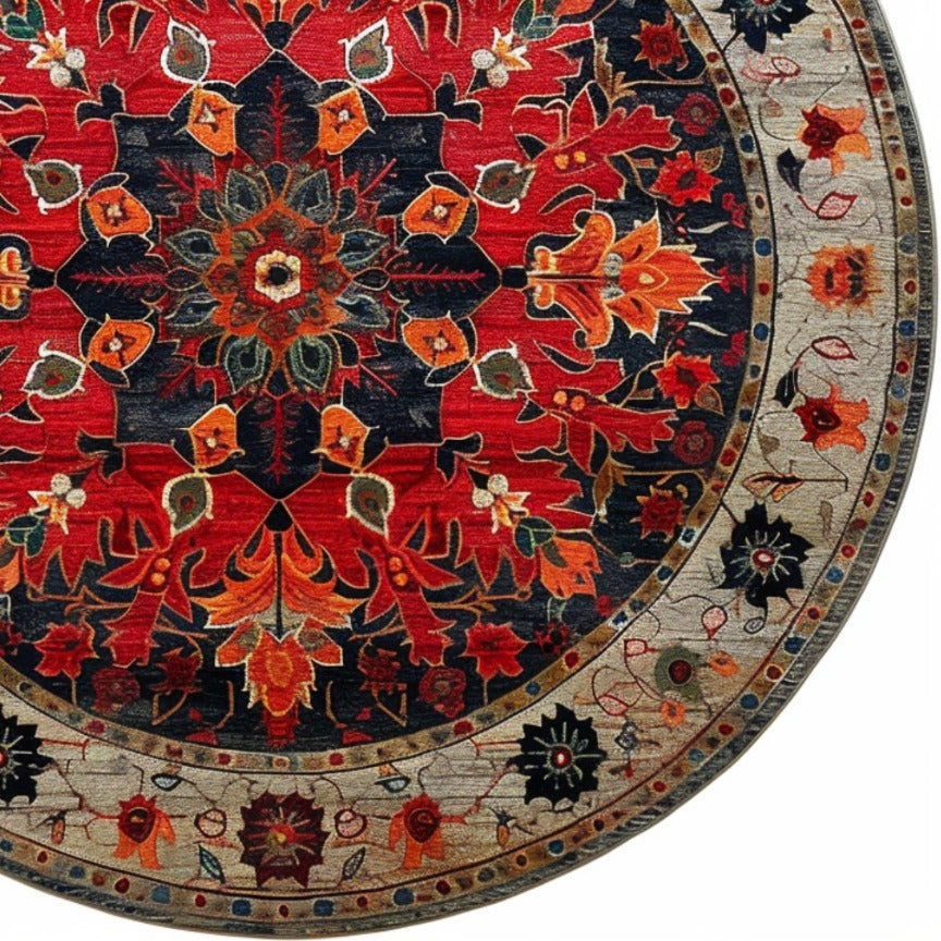 Round Medallion Charm Hard Knotted Round Rug