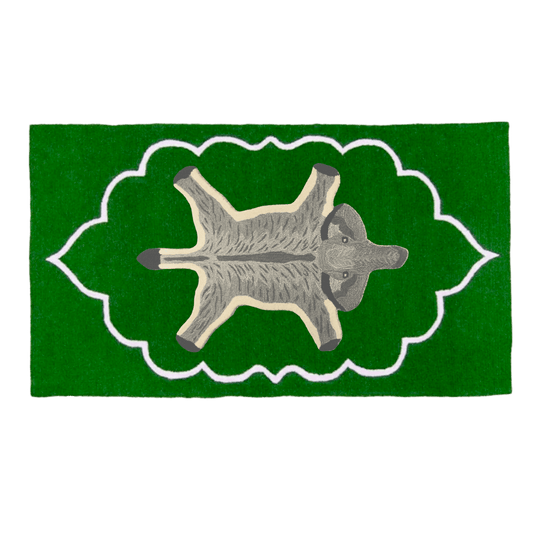 Royal Elephant Hand Tufted Wool Rug - Green