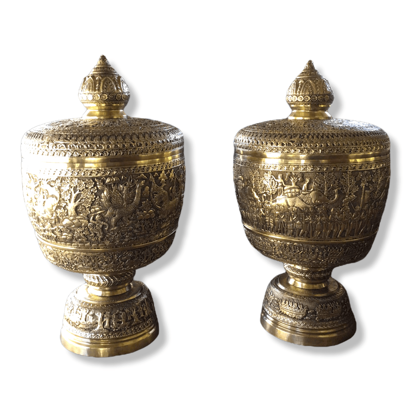 Royal Solid Brass Niello Bowl on Pedestal with Lotus Lid Royal Solid Brass Niello Bowl on Pedestal with Lotus Lid 