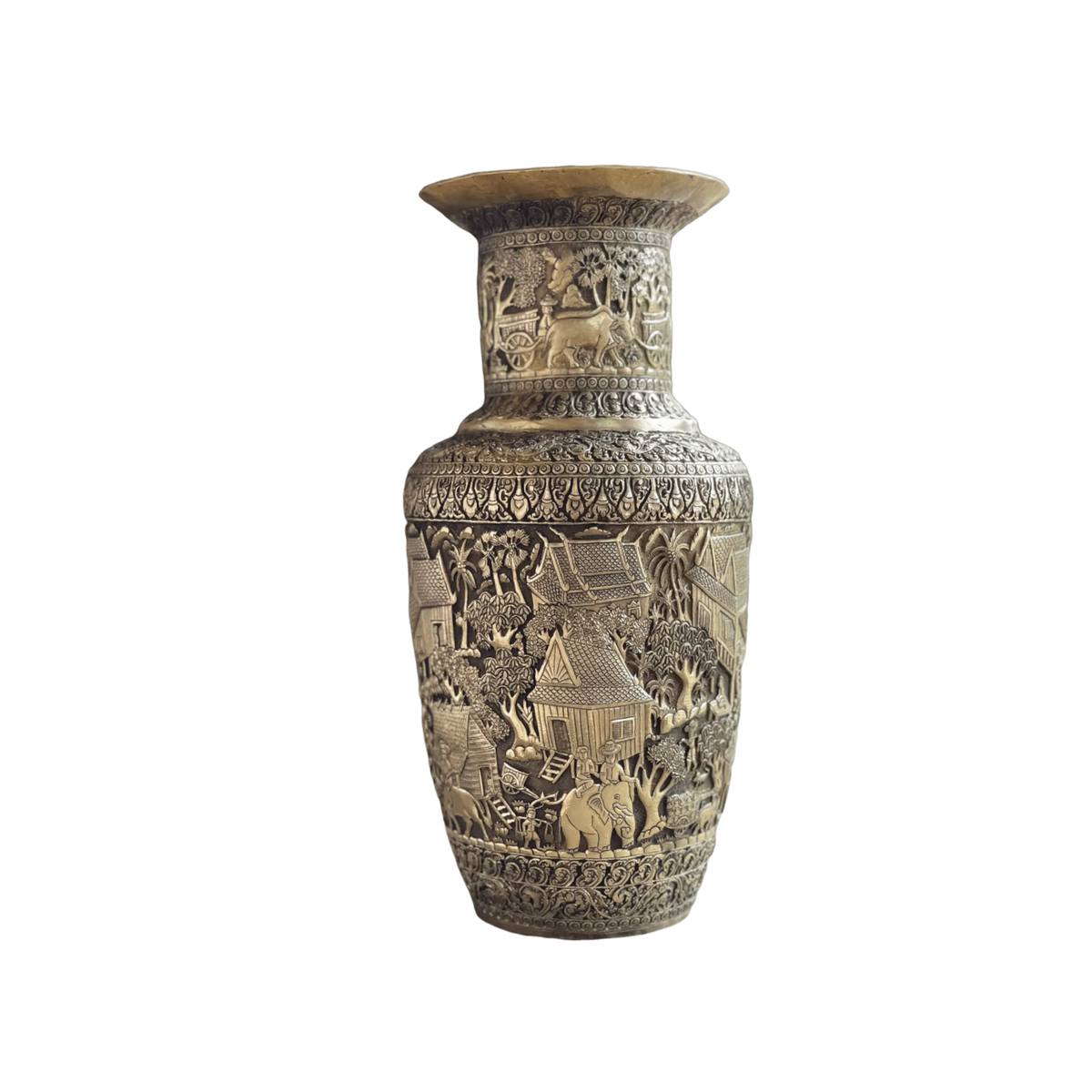 Royal Solid Brass Niello Flower Vase - Rural Khmer