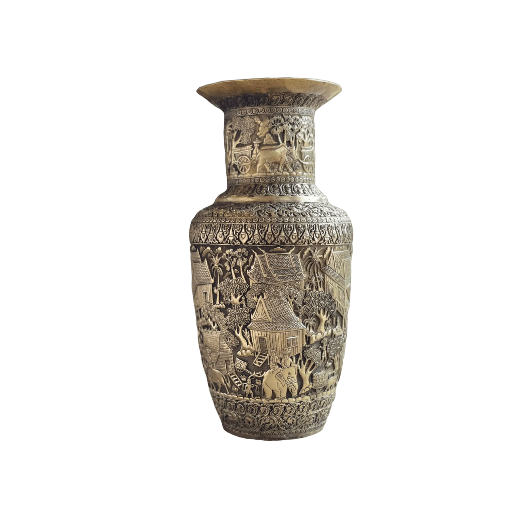 Royal Solid Brass Niello Flower Vase - Rural Khmer