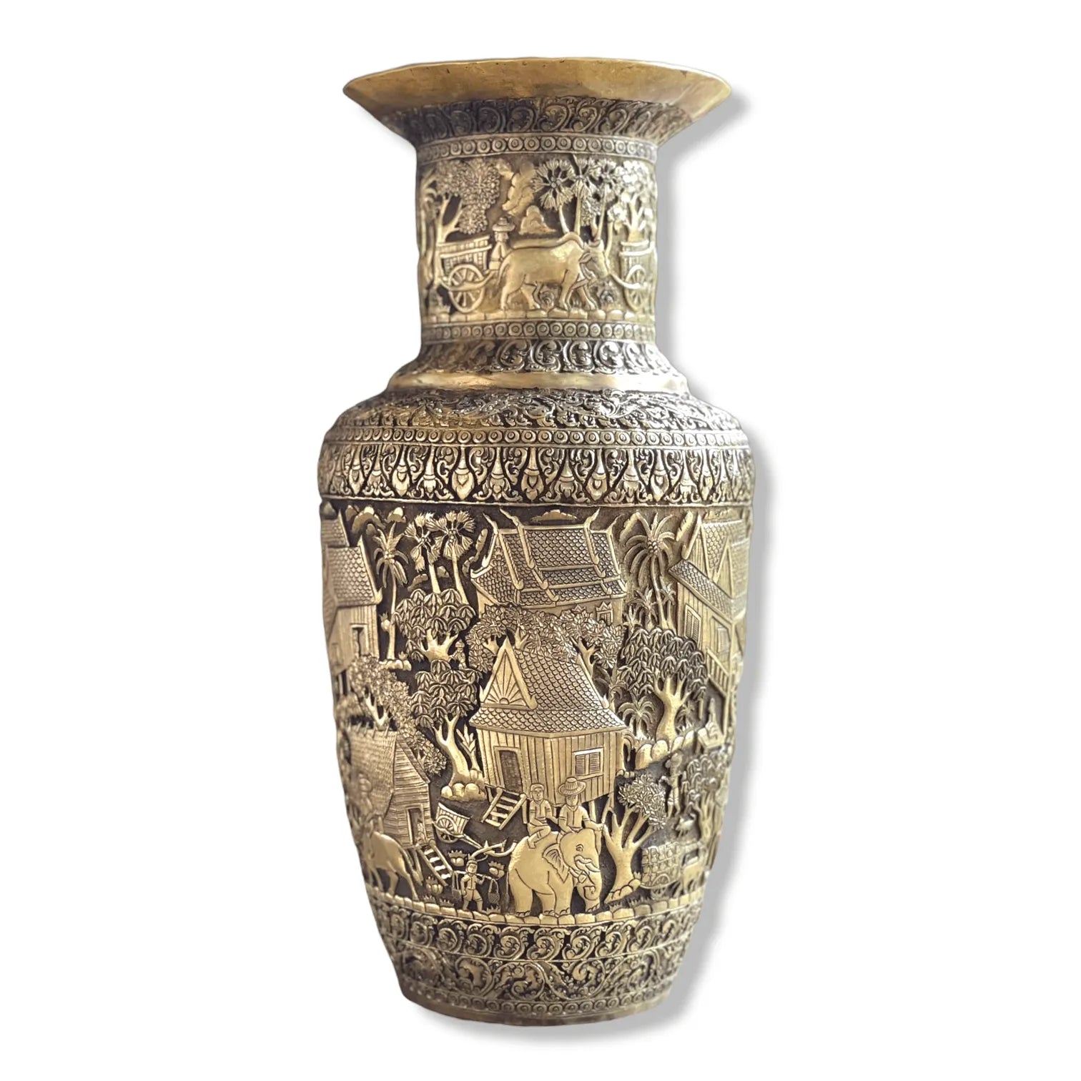 Royal Solid Brass Niello Flower Vase - Rural Khmer