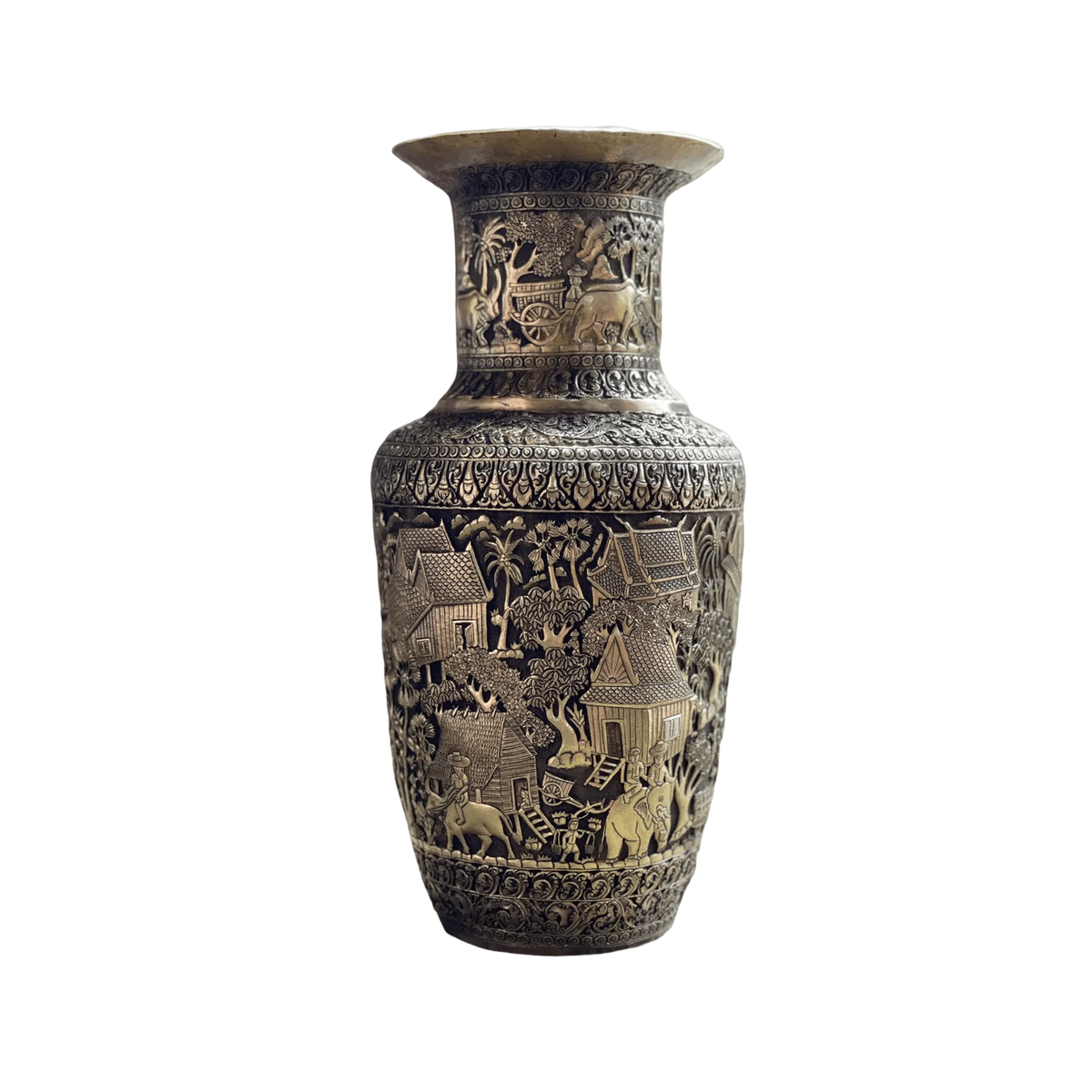 Royal Solid Brass Niello Flower Vase - Rural Khmer