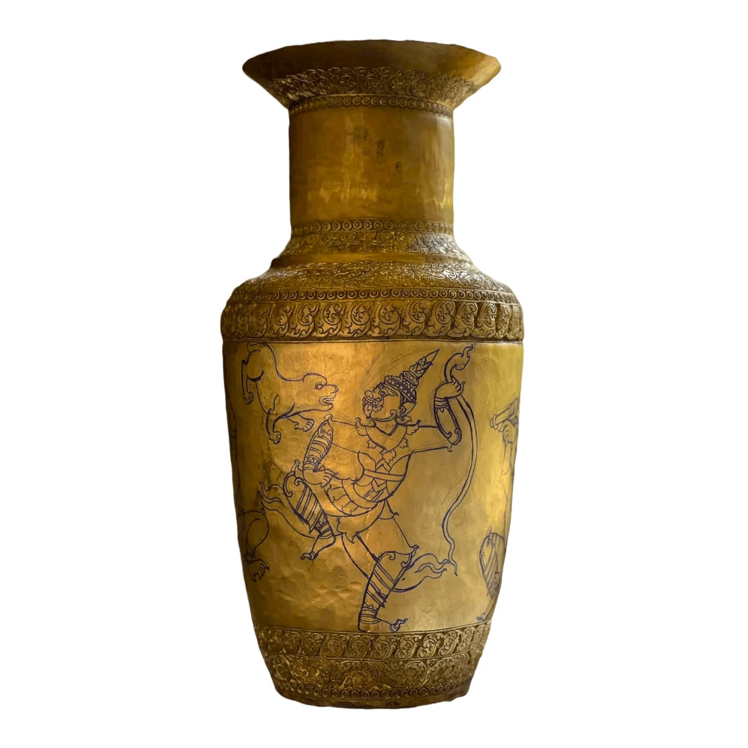 Royal Solid Brass Niello Flower Vase - Rural Khmer