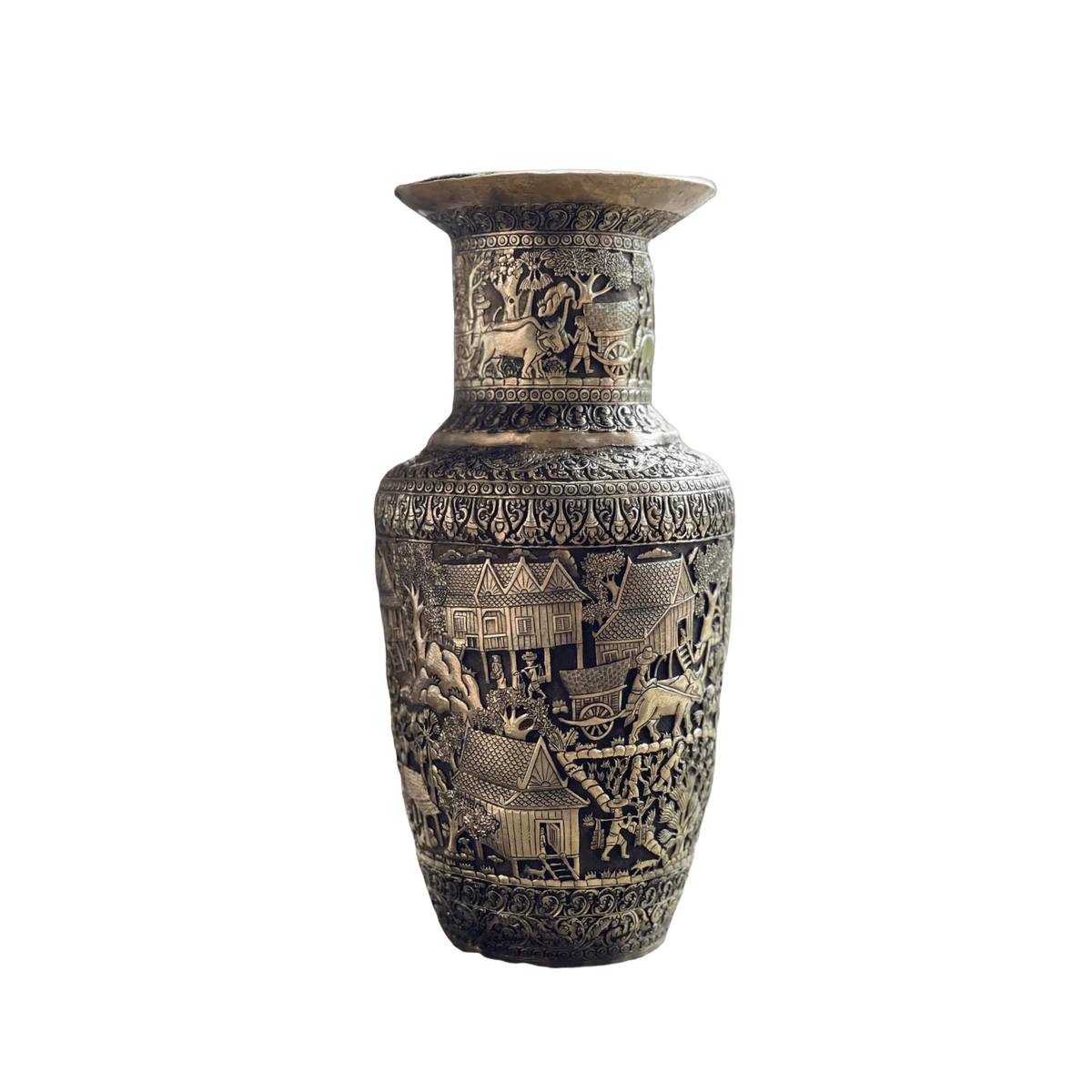 Royal Solid Brass Niello Flower Vase - Rural Khmer