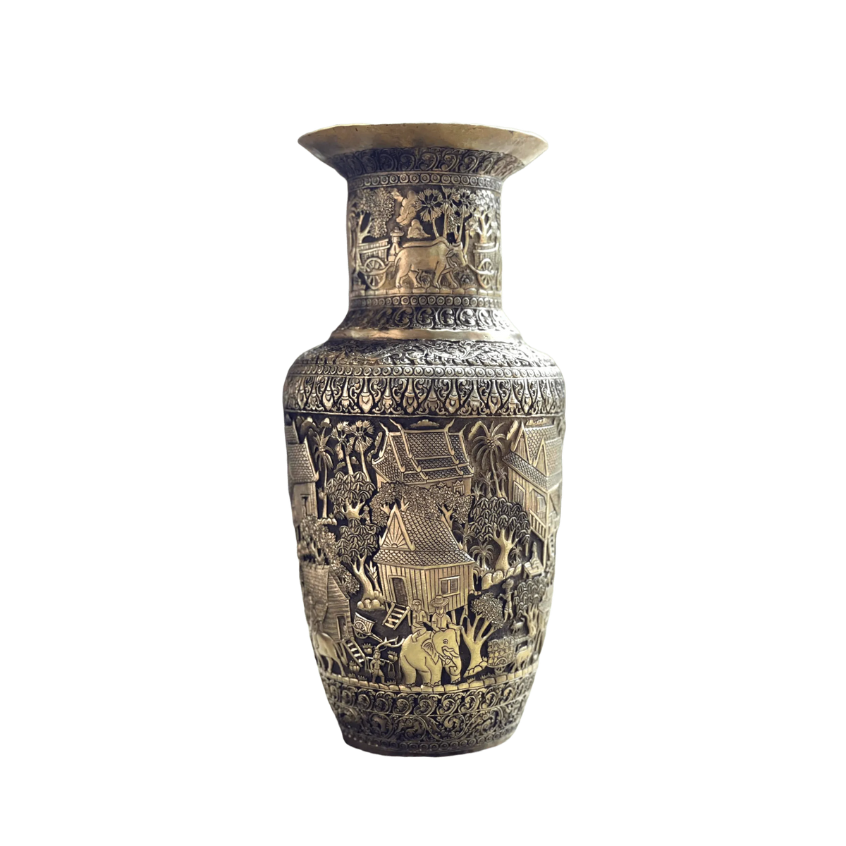 Royal Solid Brass Niello Flower Vase - Rural Khmer