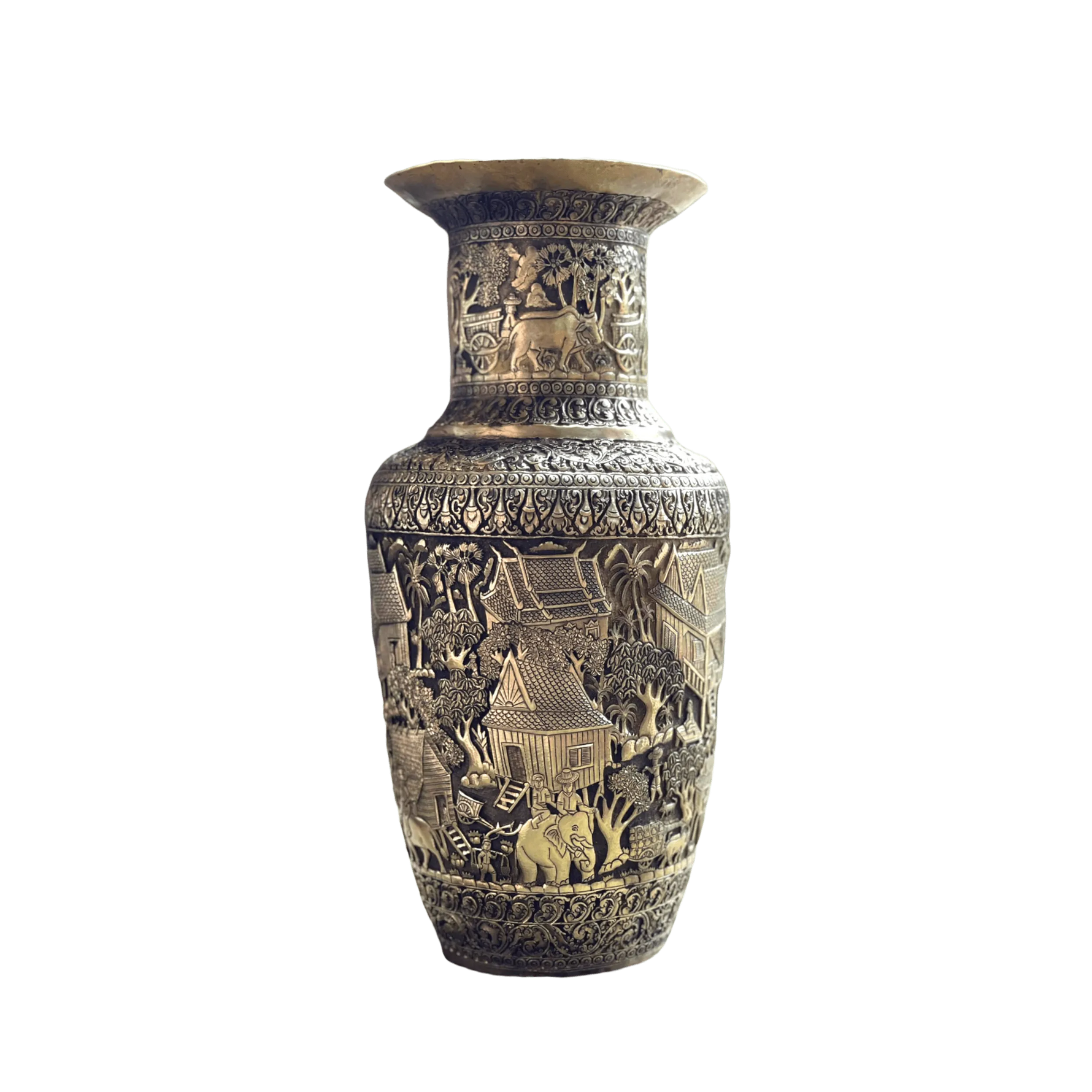 Royal Solid Brass Niello Flower Vase - Rural Khmer