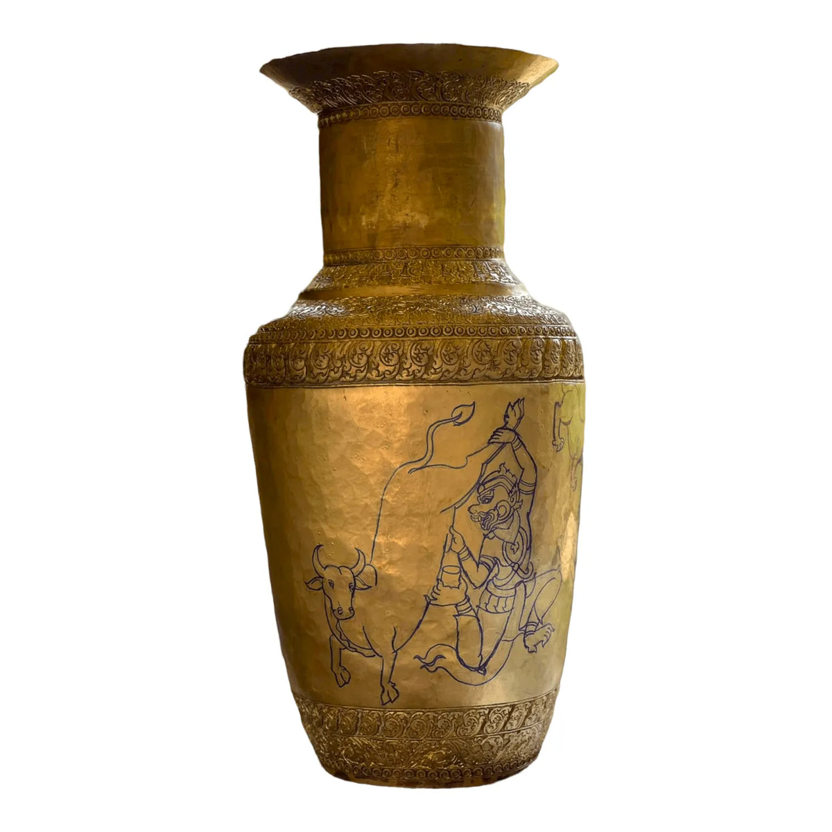 Royal Solid Brass Niello Flower Vase - Rural Khmer