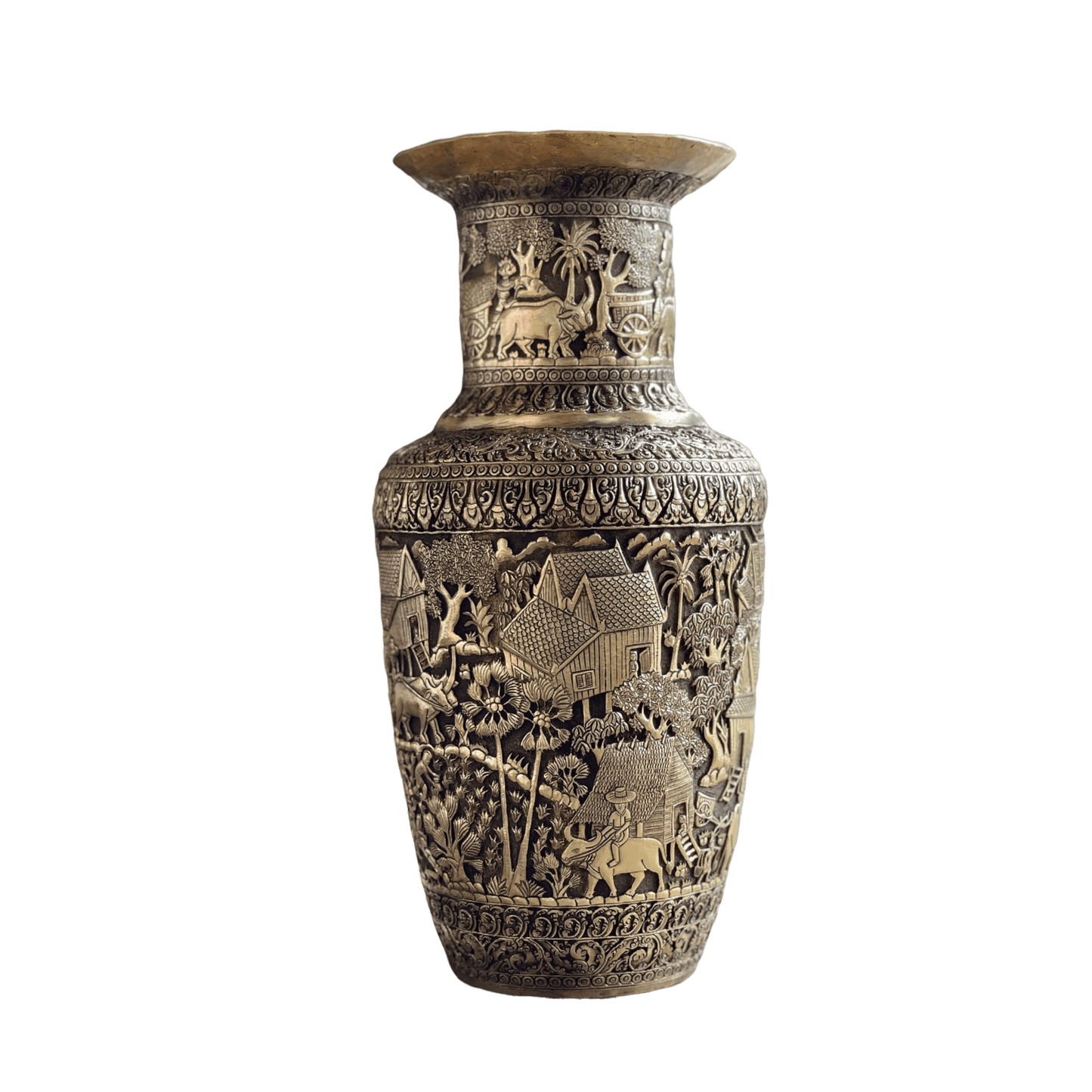 Royal Solid Brass Niello Flower Vase - Rural Khmer 