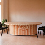 Rue Bone Inlay Oval Dining Table – Orange