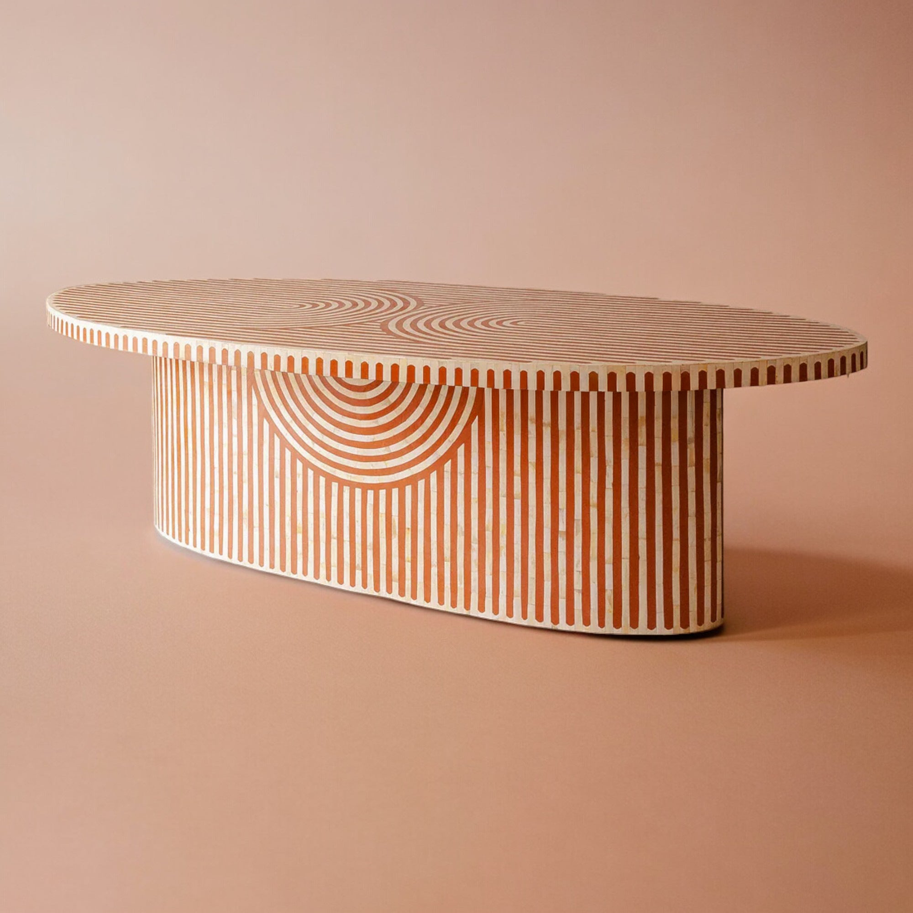 Rue Bone Inlay Oval Dining Table – Orange