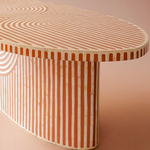 Rue Bone Inlay Oval Dining Table – Orange