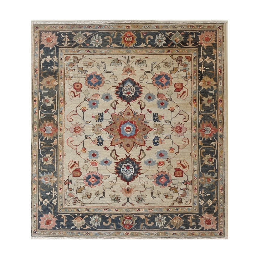 Rustic Floral Design Hand Knotted Area Rug