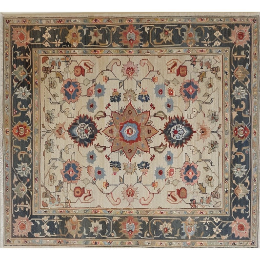 Rustic Floral Design Hand Knotted Area Rug