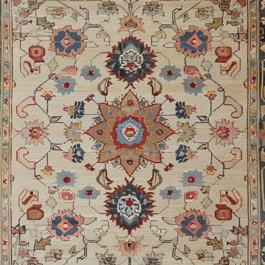 Rustic Floral Design Hand Knotted Area Rug