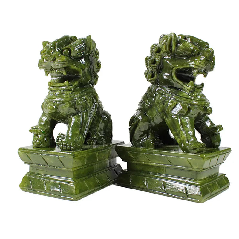 Antique Carved Stone Lion Statues, Pair
