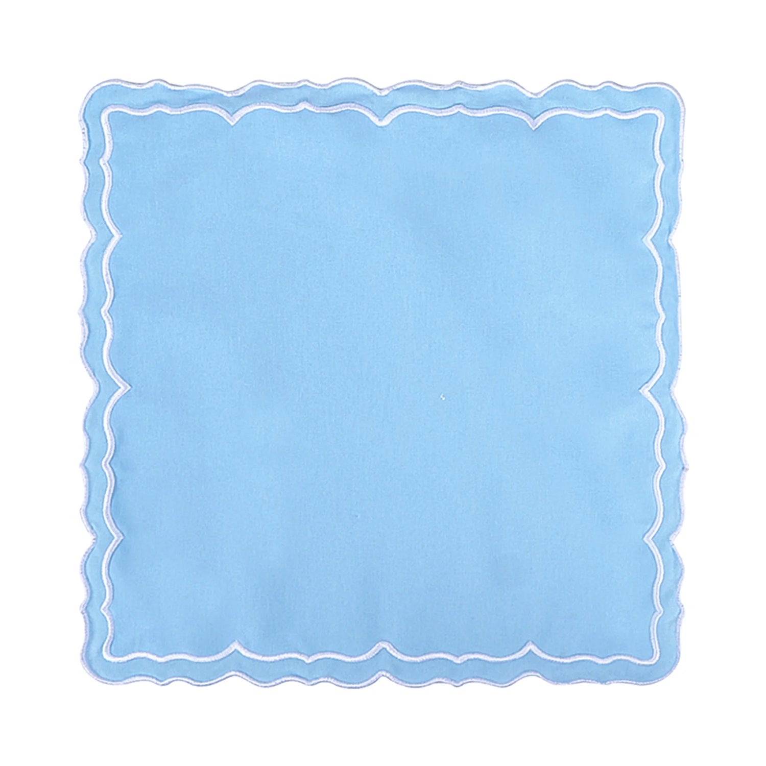 Luxe Azure Scallop Cotton Placemat – Elegant Wavy Edge Detailing