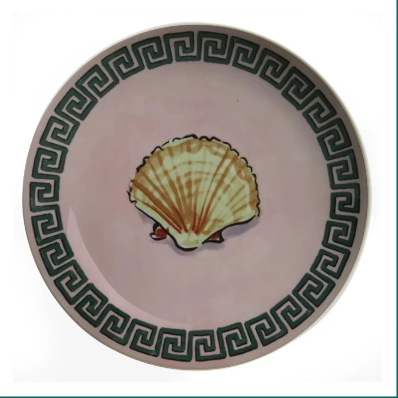Poseidon's Journey Pink Scallop Shell Decorative Ceramic Plate