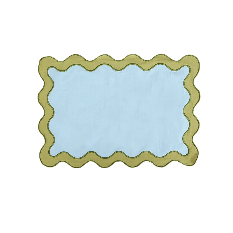Aqua Luxe Olive Scallop Cotton Placemat Set of 4