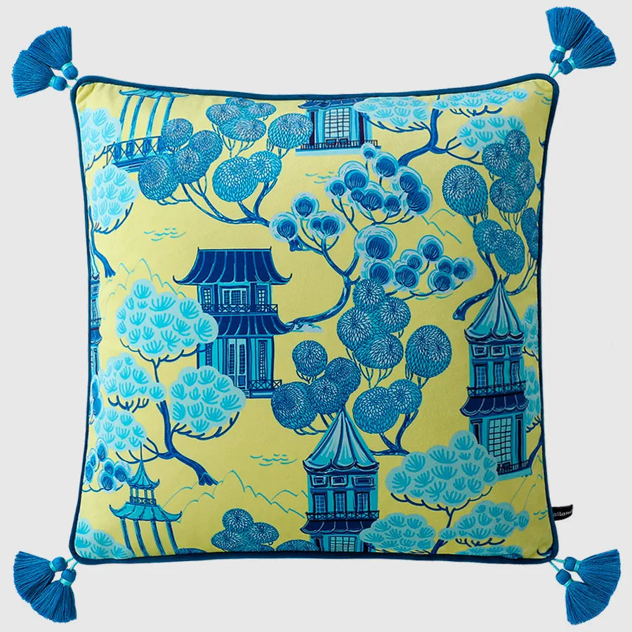 Tranquil Temple Retreat Cushion Cover