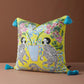 Floral Chinoiserie Monkey Velvet Throw Pillow Cover with Tassels
