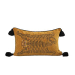 Golden Tiger Velvet Embroidered Throw Pillow Cover