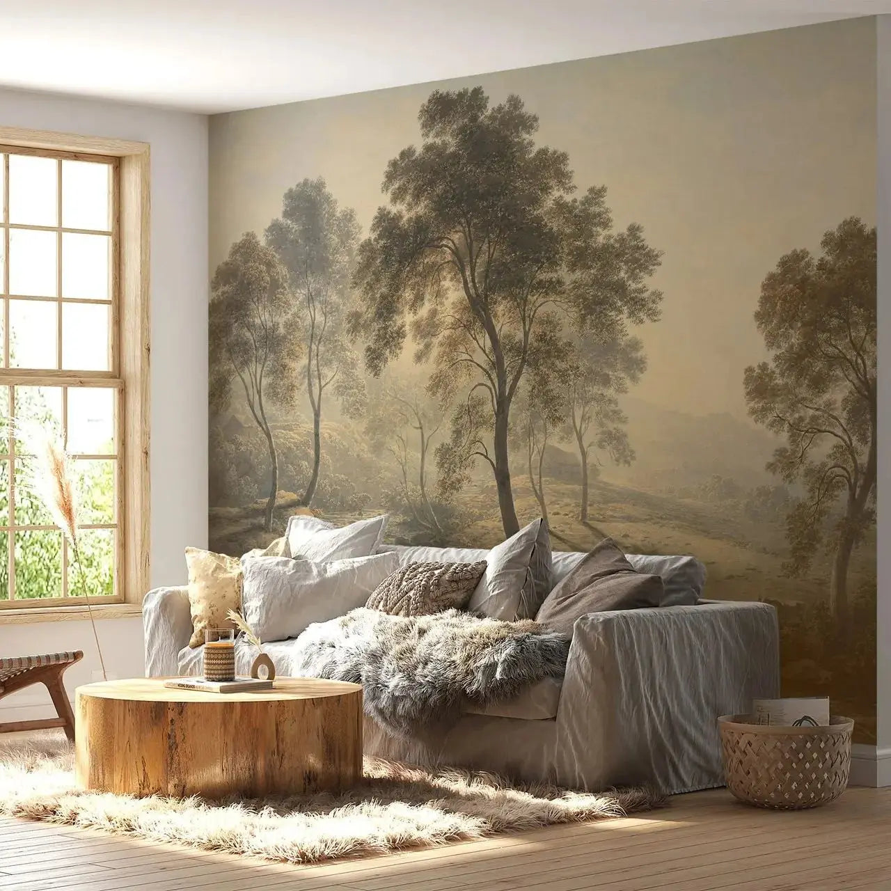 Dark Trees Abstract Landscape Mural