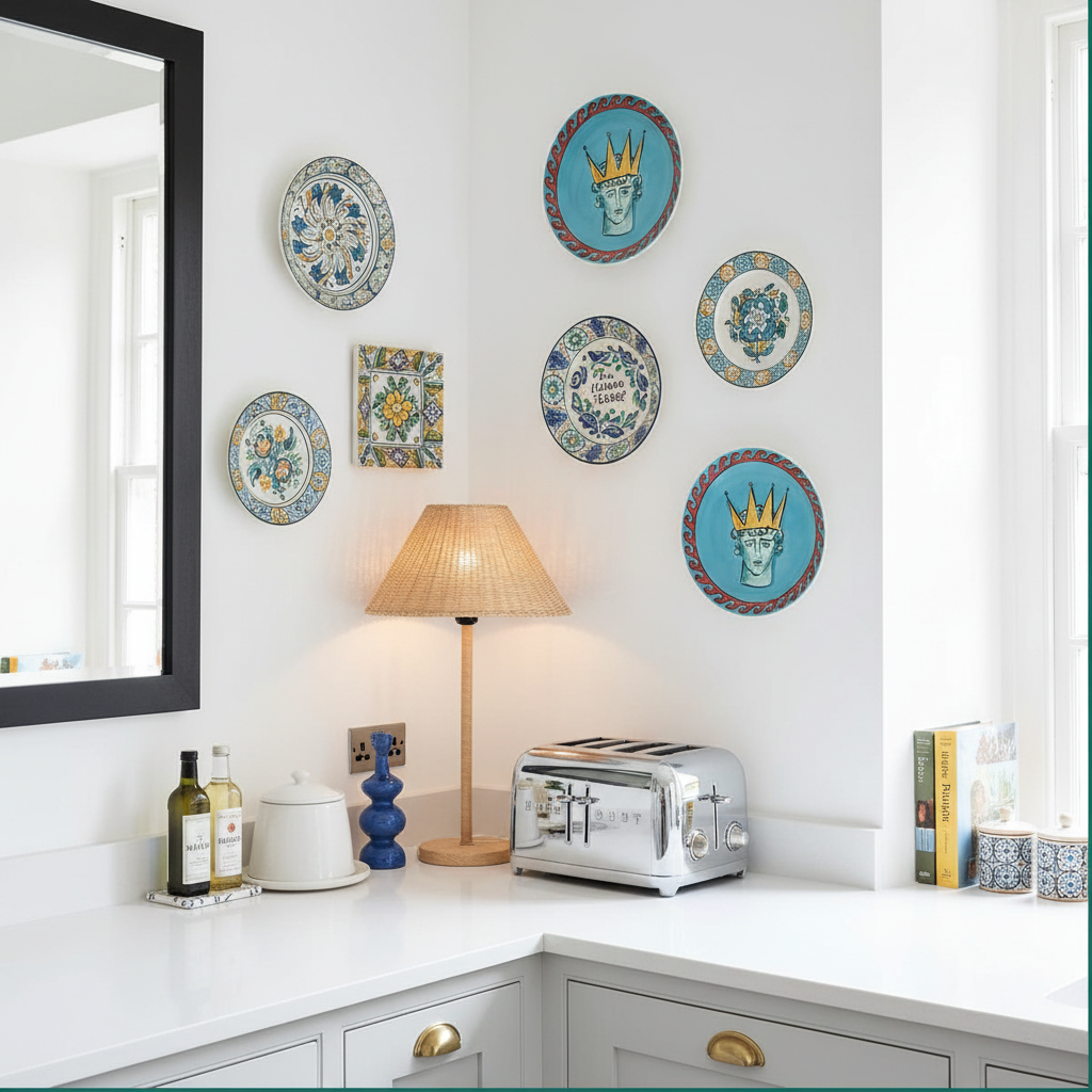 Poseidon's Journey Blue Crowned Muse Decorative Ceramic Plate